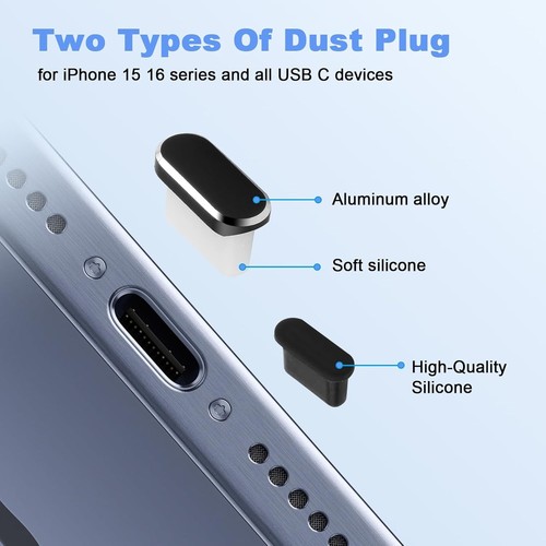 Prise Poussière USB C pour iPhone 15 Série 16, Housse Port C Téléphone USB-C - Photo 4 sur 7