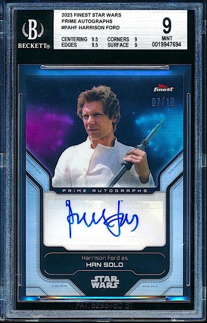 2023 Topps Finest Star Wars Prime Auto Harrison Ford Han Solo /10 BGS 9 MINT