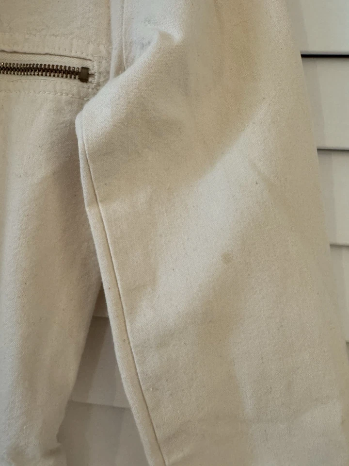 Mono acampanado vintage años 70’s para mujer marca masculina con cremallera, blanco roto, talla 5/6 Foto 4 de 4