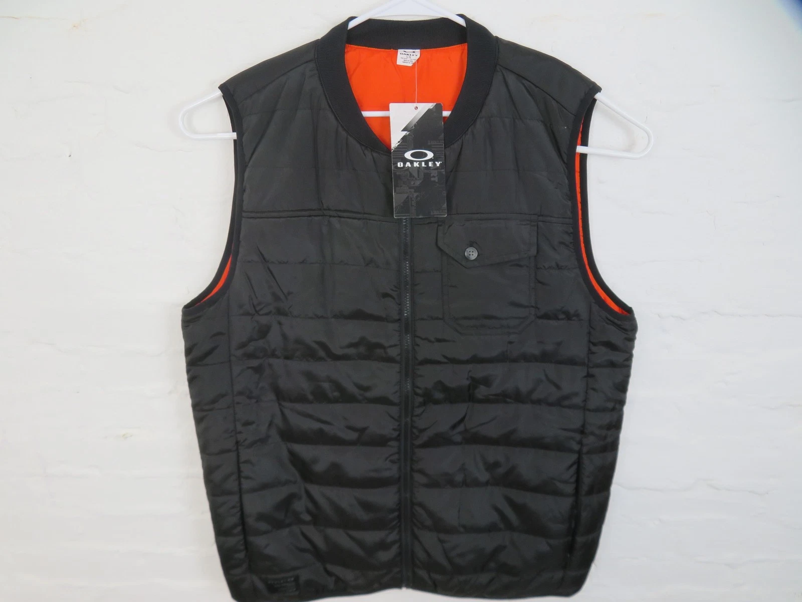 Oakley Vest Mens Large Jet Black Escort Insulated Quilted Full Zip Pockets