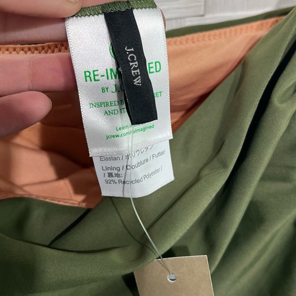 J. Crew Women’s Ruched Square Neck One Piece Swimsuit Safari Green Plus