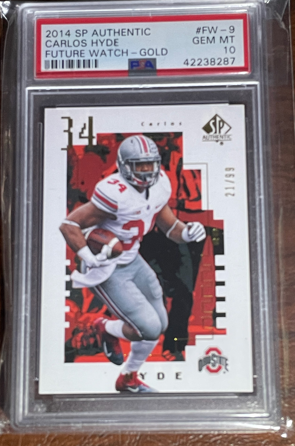 Carlos Hyde SP Authentic Future Watch #FW9 Gold