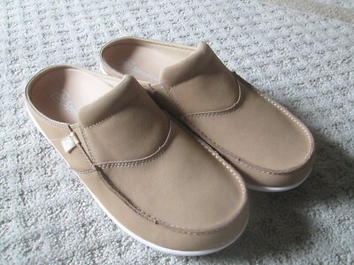 SPENCO SLIP ON MENS SHOES TAN LEATHER UPPER ARCH SUPPORT SIZE 11.5EE Open Heel