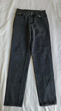 H.I.S. Jeans Mens 31x34 Black Cotton Mid Rise Tapered USA VTG 80s 90s EUC