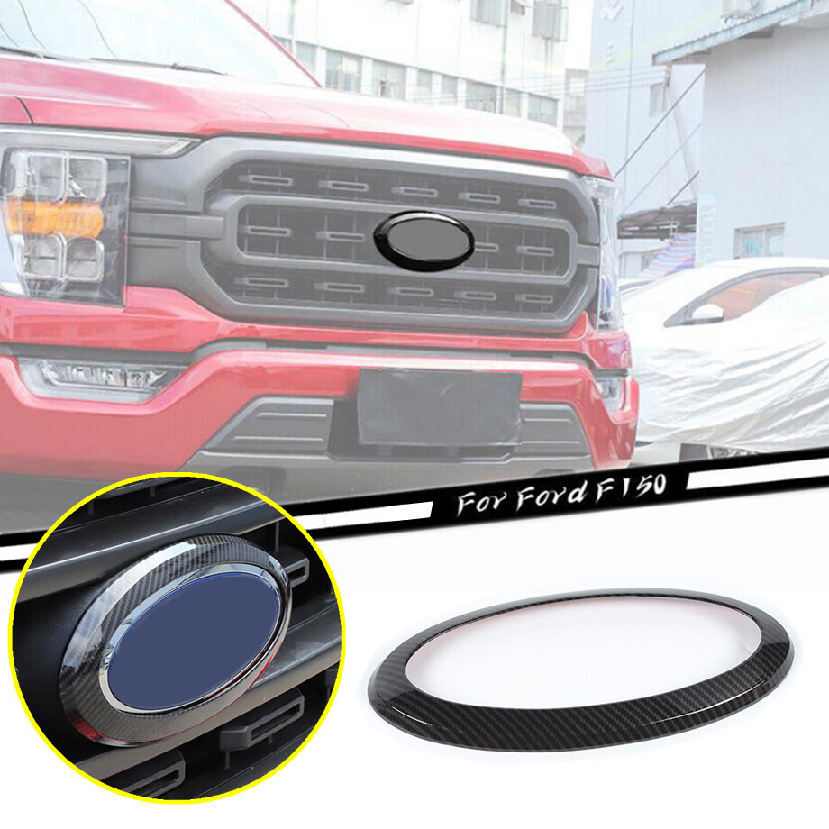 Carbon Fiber Front Center Logo Cover Trim Ring for Ford F150 2021-2023