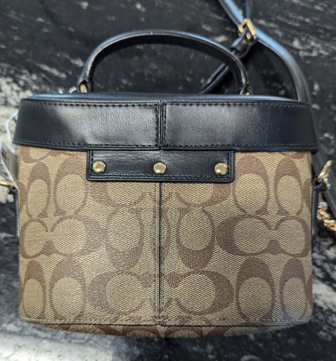 ハンドバッグ Coach Handbag Vintage COACH 6217 Black Neoprene w/ Leather Handle Triple