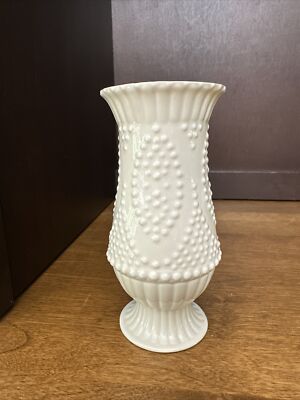 Lenox Bud Vase Cream White w/ 24k Gold Trim Beaded Pattern 5  Tall Vintage
