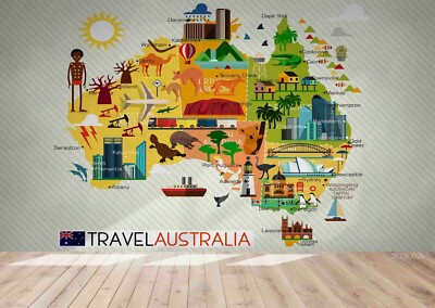 3D Cartoon World Map Wallpaper Wall Mural Removable Self-adhesive 904