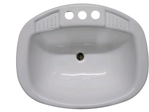 20" x 16" White Round Plastic Lavatory Sink For Mobile Homes/RV's - Picture 1 of 3