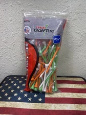 Pride Sports Golf Tee 3 & 1/4" 90 Count Green Orange White Wood Tees Multicolor