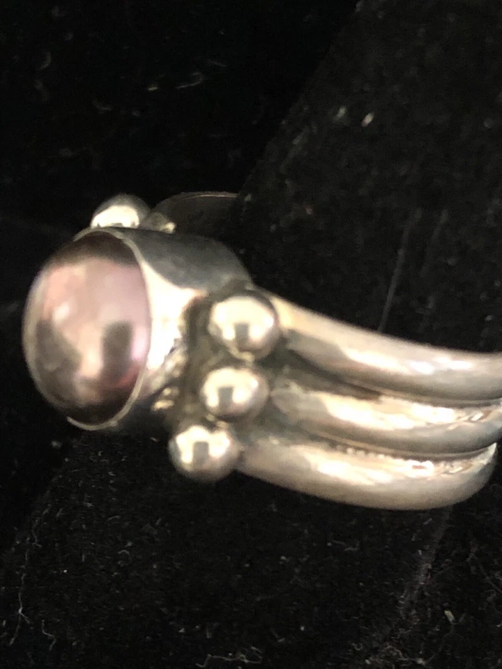 Anillo solitario de perlas de agua dulce de plata de ley Foto 4 de 4