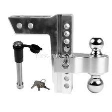 Trailer Hitch Adj. Fits 2.5" Receiver 18500LBS 2" & 2-5/16" Balls 8" Drop Silver