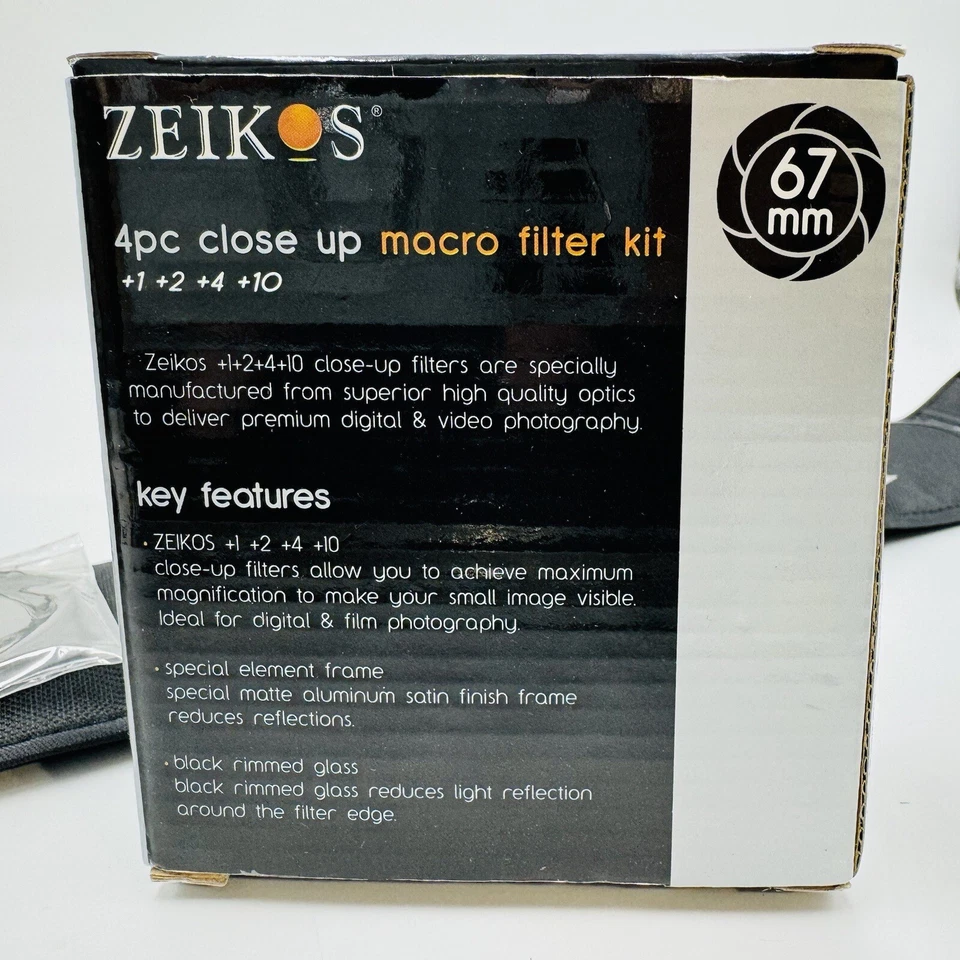 67mm 4 Piece Close Up Zeikos Macro Filter Set +1 +2 +4+10 Digital & Film Cameras - Image 3 of 3