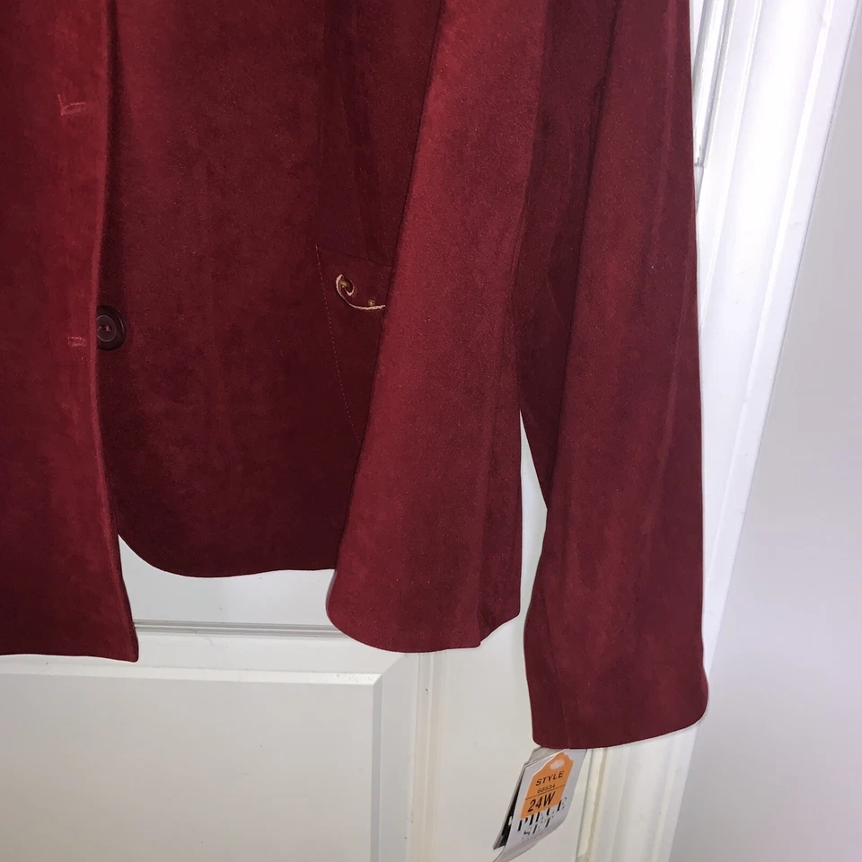 Blazer Studio 1 Para Mujer Formal Botón Frontal con Detalle Bordado Borgoña Talla 24w Foto 4 de 4