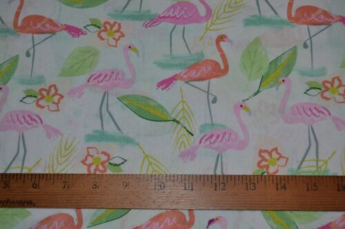 Cotton fabric, floral & flamingo print, 42" x 1.9 yards, preshrunk - Picture 2 of 9