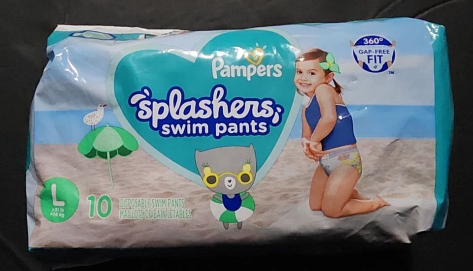 Pañales de natación Pampers Splashers pantalones desechables, grandes (31+ lb), Foto 2 de 3