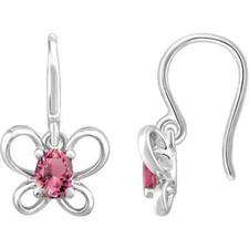 14K White Gold Oval October Youth Butterfly Birthstone Earrings