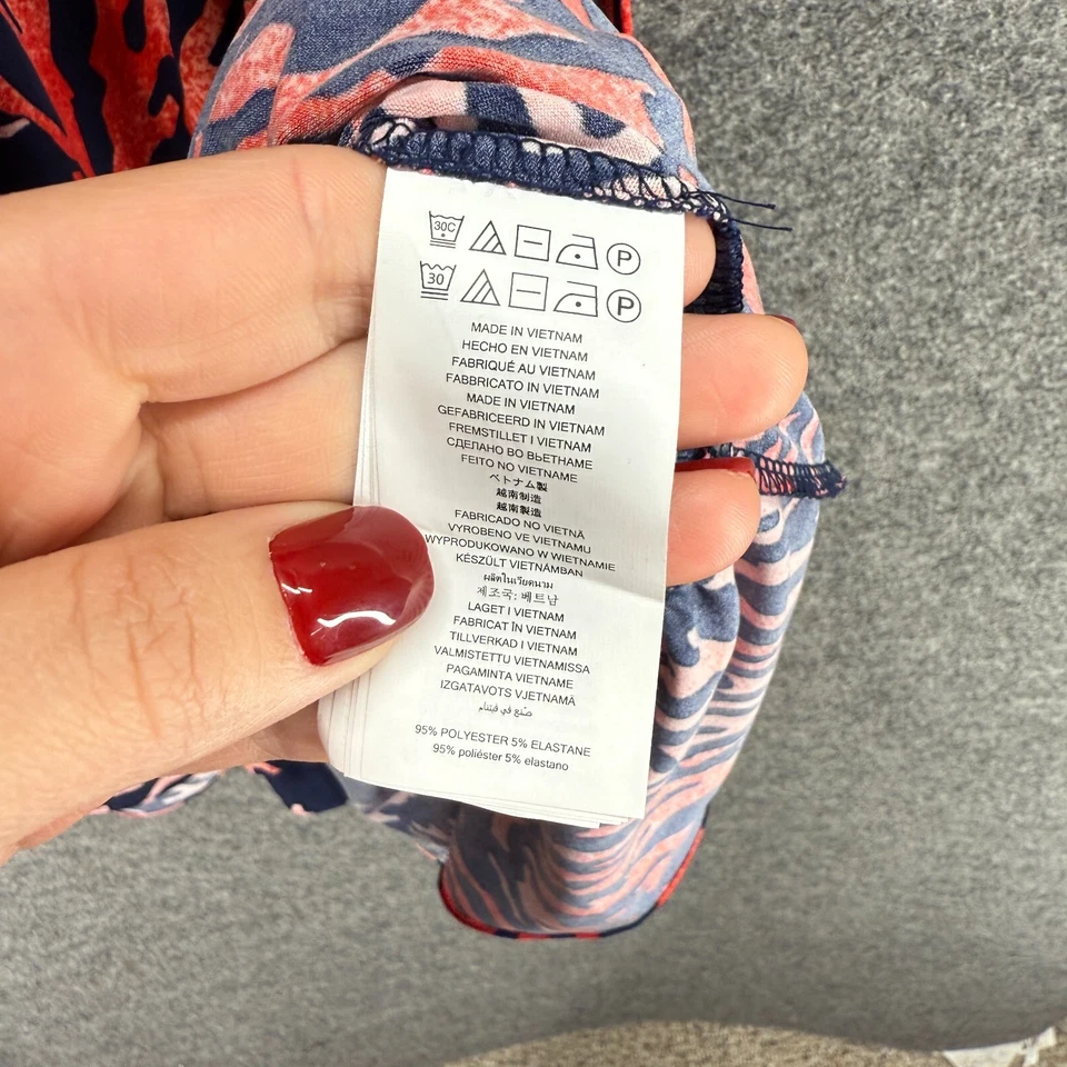 Vestido Michael Kors Feminino PM Pequeno Azul Floral Bainha Curta Cinto Sem Mangas - Imagem 4 de 4