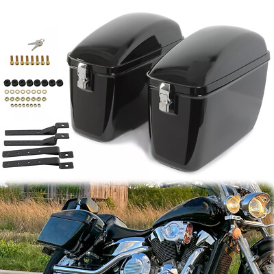 Black Motorcycle Hard Saddle Bags For Harley Dyna Electra Glide