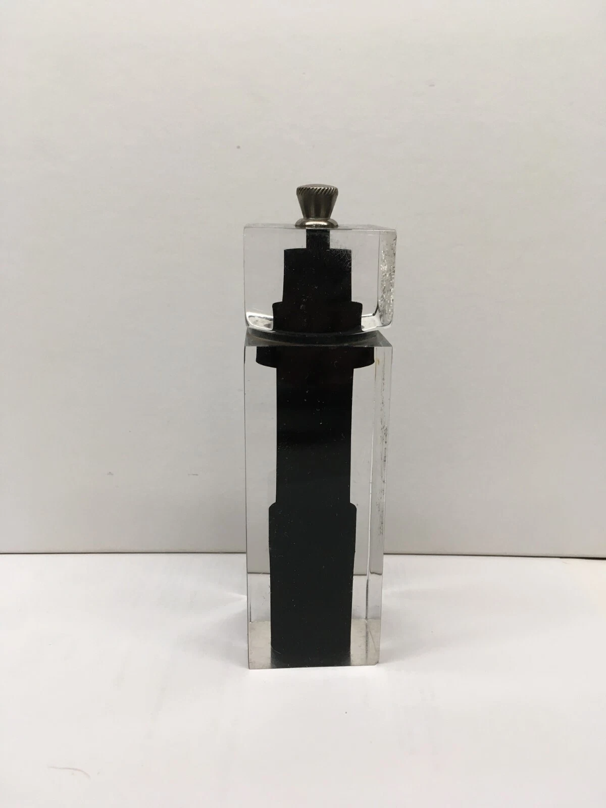 Vintage Tre Spade Italy Pepper Grinder 5.5” Clear and Black Acrylic - No.2