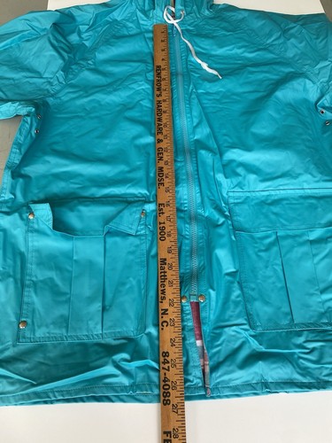 Vintage MISTY HARBOR Womens PVC Hooded Rain Jacket Gingham Lining Med - Picture 12 of 13