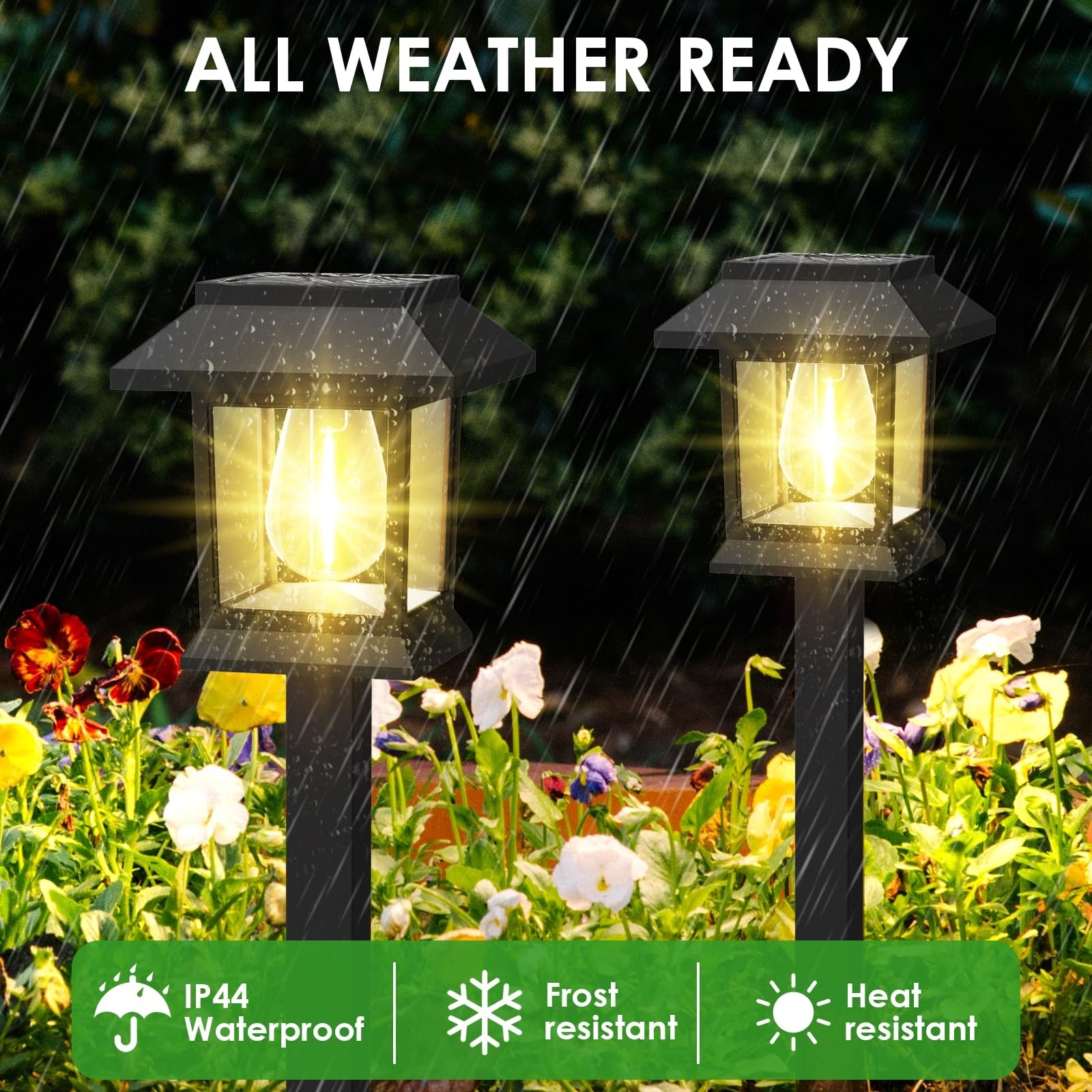 Solar outdoor lights, 12-pack waterproof pathway lights for yard and garden