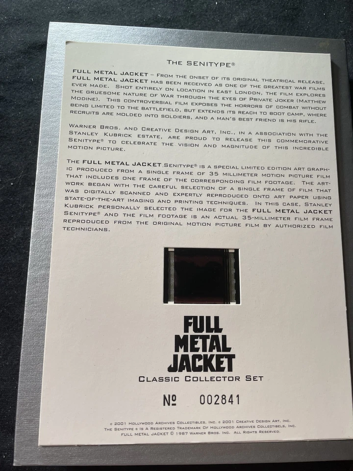 DVD FULL METAL JACKET STANLEY KUBRICK LTD DELUXE EDITION 2 DISC W/ FILM CELL - Image 4 of 4