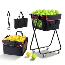 Uimoso Tennis Ball Hopper with 175-Ball Capacity and Foldable Basket Cart
