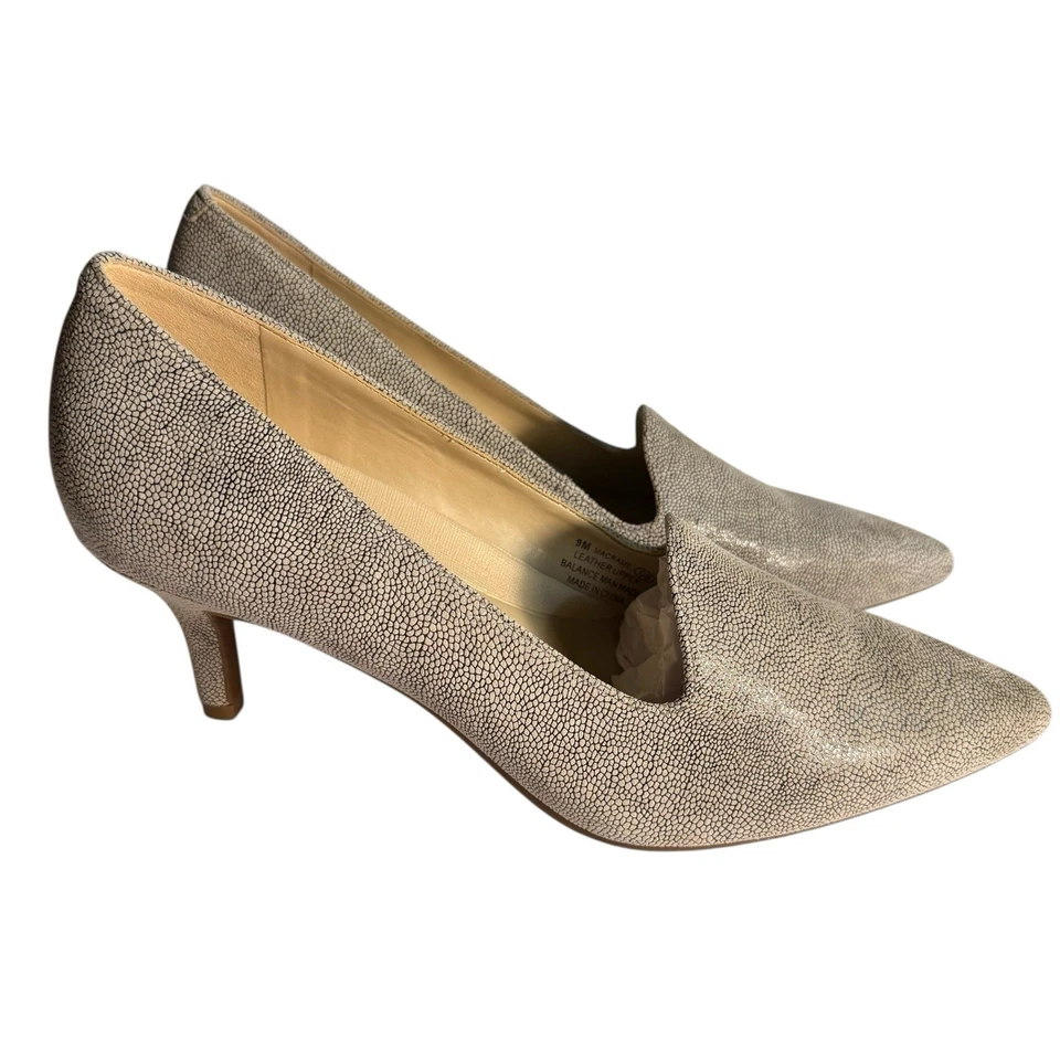 Aerosoles Macrame Women’s Neutral Bone Kitten Heel Textured Leather Pumps 9M - Image 2 of 4