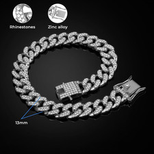 Dog Chain Collar Silver Dog Necklace Diamond Cuban Link Dog Collar 13Mm Wide ...