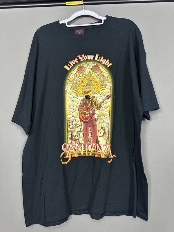 Santana Live Your Light World Tour 2008 Official Black Graphic T-Shirt Size XL