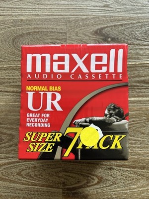 Maxell Audio Cassette Super Size 7 Pack Normal Bias, New Sealed