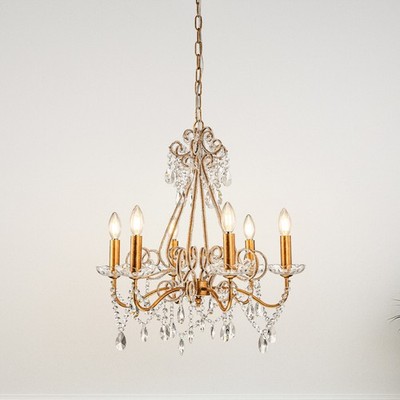 OpenBox 6-Lights Antique Gold Classic Candlestick Chandelier 22'' Pendant Light