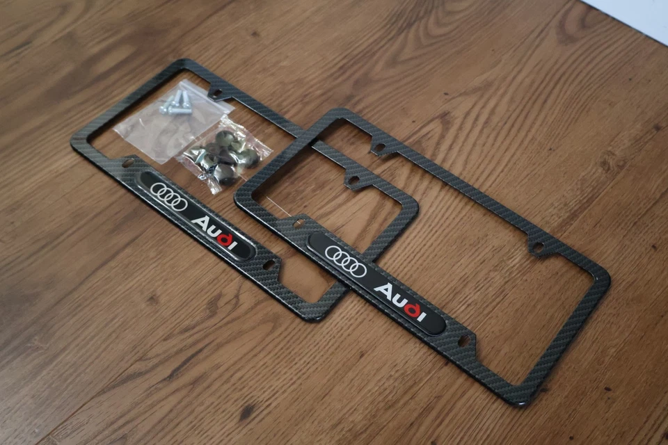 Audi Carbon Fiber-Style License Plate Frames (Set of 2) – Hardware Included - Image 3 of 4