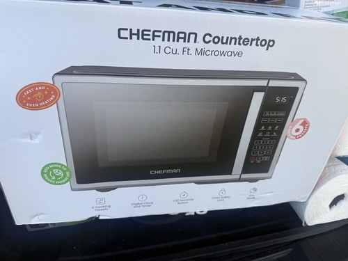 Chefman Arbeitsplatte Mikrowelle 1,1 Cu. Fuß Digital Edelstahl 1000 Watt