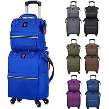 2 Piece Rolling Luggage Sets Lightweight Durable Spinner Suitcase Carry On Bag
