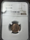 New Listing1912-D 1c NGC MS-64 RB Lincoln Wheat Cent