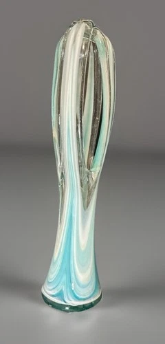Vintage MCM Murano Style Swung Vase 24” Tall Hand blown