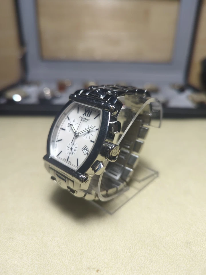 Charriol Colombus Chrono Tonneau Qtz. MOP Dial w/Date Near Mint RARE - Image 3 of 4