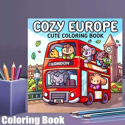28 Seiten Cutie Europe Malbuch für Erwachsene | Malbuch, Zeichenbedarf