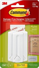 Command Wire-Backed Picture Hanger, Value Pack - 3 Hangers and 6 Adhesive