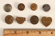 19thC Antique CARHARTT Brass Railroad Steam Locomotive Uniform Overall Buttons