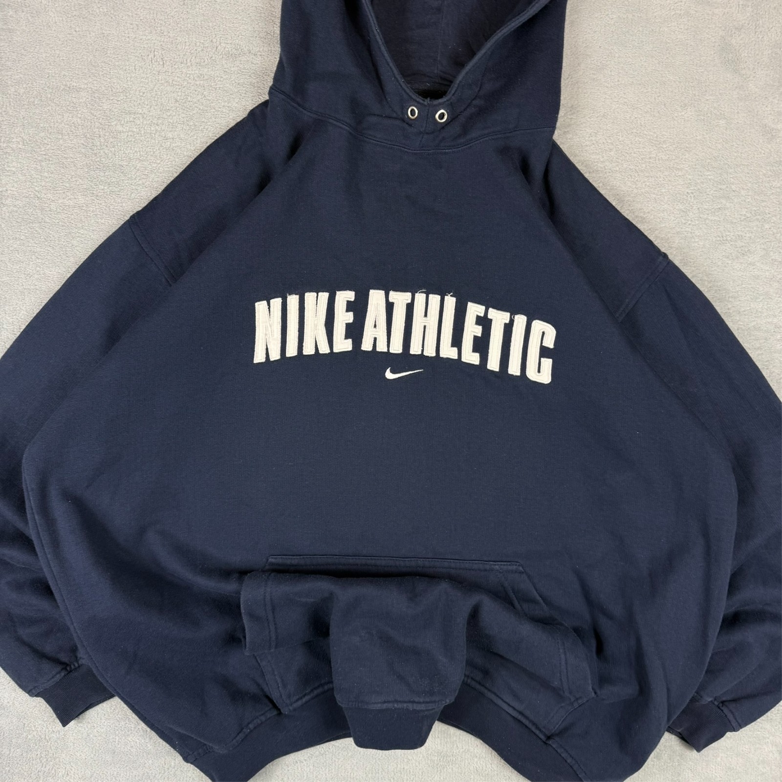 Vintage Nike Athletic 2000's Y2K Navy Spellout Heavyweight Oversized XL Hoodie image 3