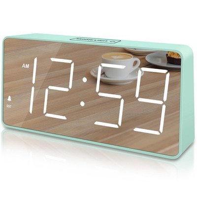 Digital Clock, Alarm Clock Battery Backup Powered for Bedrooms - Mirror Large...