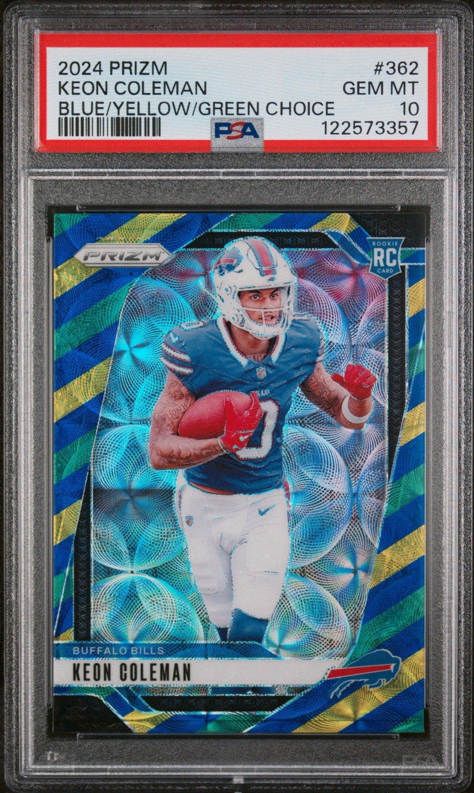 2024 Panini Prizm - Rookies Keon Coleman #362 Choice Blue/Yellow/Green Prizm RC