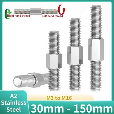 Left + Right hand thread bolt Screw Dual threaded stud Changer Converter Adapter