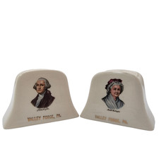 Vintage George Martha Washington Salt Pepper Shaker Valley Forge PA Colonial