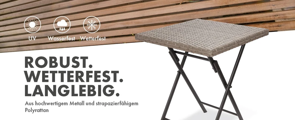 Balkontisch Toskana Klappbar Klapptisch Gartentisch Bistrotisch 60x60 cm Rattan - Bild 3 von 4