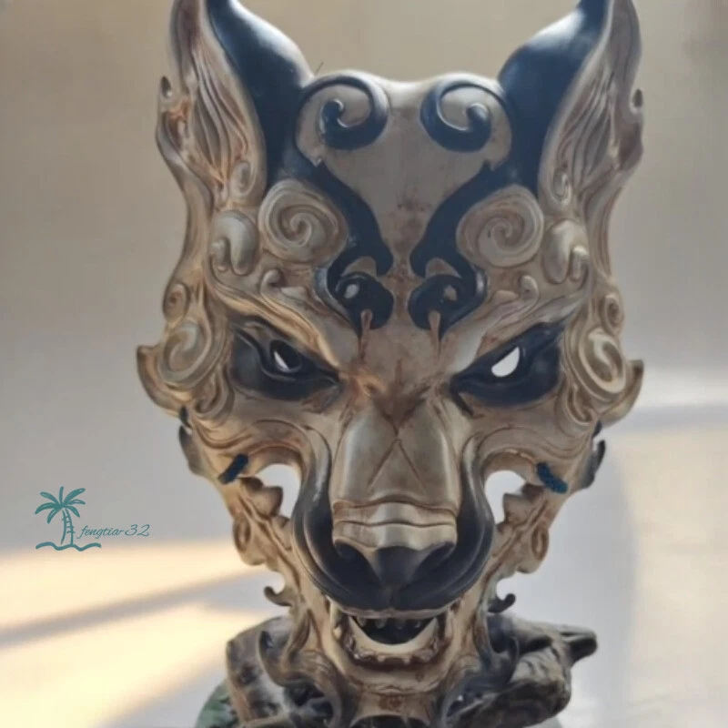 Black Myth: Wukong White Face Mask Ornament The Monkey King Mask Wearable Cool - Image 2 of 4