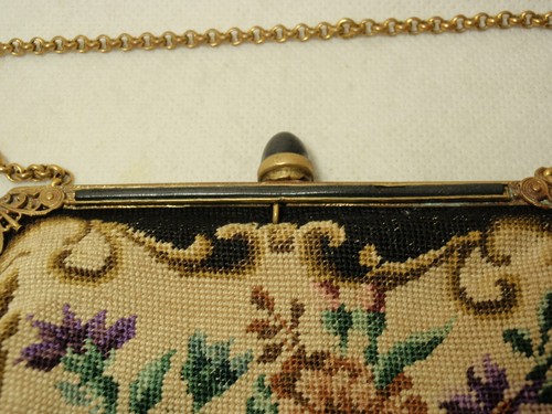 Vintage kleine Petit Point Blumen bestickt Handtasche * wie abgebildet * - Bild 3 von 9